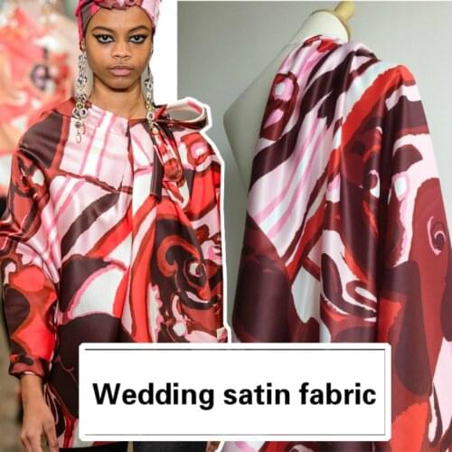 Factory custom wedding satin polyester fabric cloth 145 cm width Ladies children shirt dress clothing fabric Low price wholesale