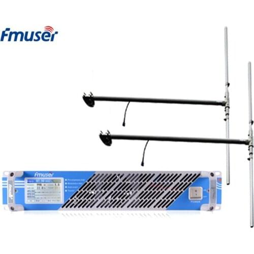 FMUSER FSN-350T 350W 300W Touch Screen PLL FM Radio Transmitter Broadcast+2*DP100 Dipole Antenna+30m Cable For FM Radio Station