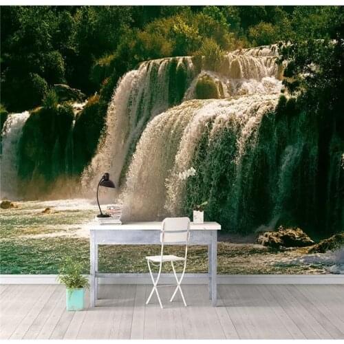Customized high-end wallpaper beautiful photography waterfall water and wealth background wall waterproof material