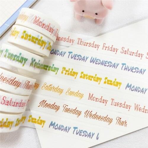 Ins Gradient Color English Week Washi Tape Envelope Card Sealing Sticker Stationery Notebook Creative Masking Decorative Tape