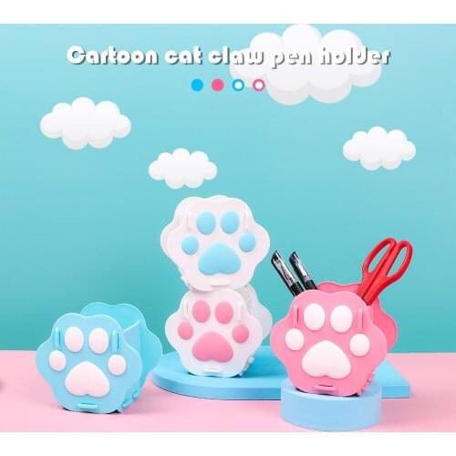 Creative Cat Claw Shape Pen Holder School Office Desktop Organizer Kawaii Makeup Brush Organizer Cute Desk Decoration Desk