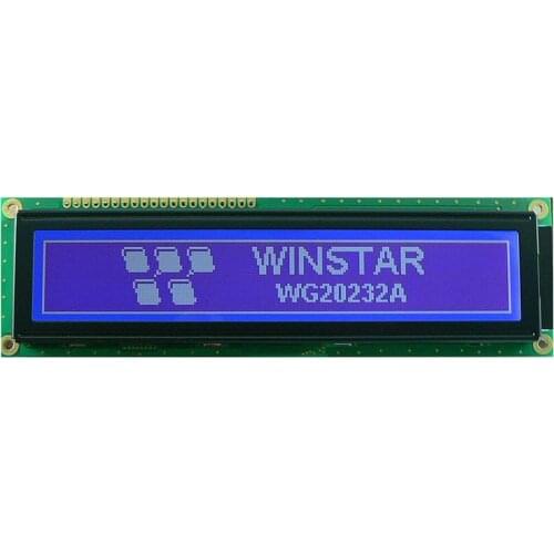 WG20232 WINSTAR LCD 5V 202x32 display module is built in with SBN1661G controller, screen blue backlight new and original