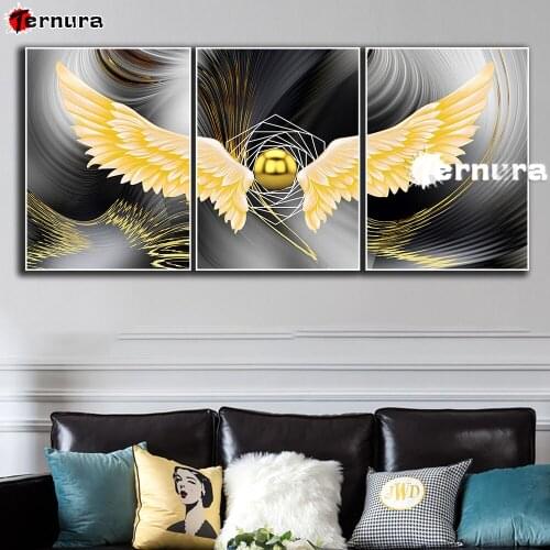 5D Diamond Painting Angel wings modern decoration Rhinestones Diamond Embroidery Full Round Drill Mosaic Craft Holiday gift 3PCS