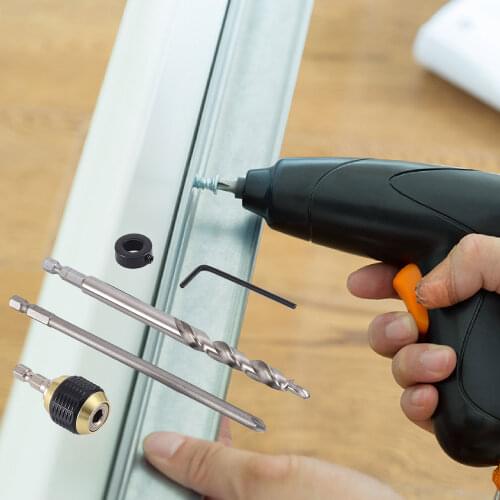 5pcs Power Drill Parts Inclined Hole Positioning Drill Set Hex Handle Quick Change Joint Hexagon Connecting Rod Drill