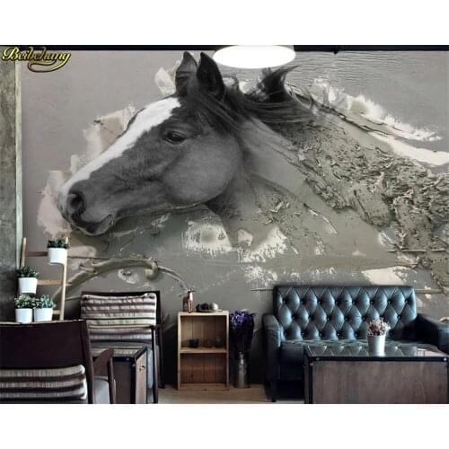 Wall papers home decor Custom 3d wallpaper mural 3D stereo relief abstract white horse TV background wall papel de parede