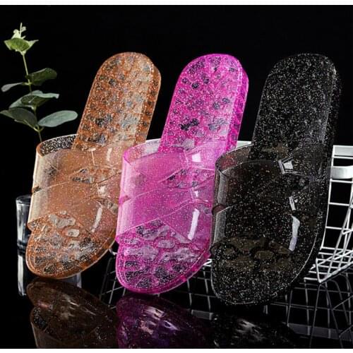 New transparent flat slippers women plastic non-slip summer casual slippers