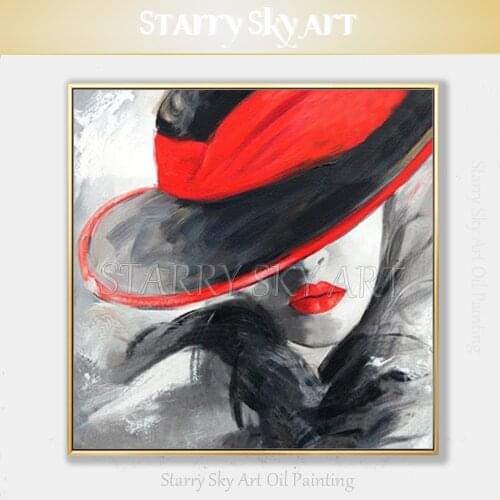 New Arrivals Pop Fine Art Abstract Lady with Hat Oil Painting Hand-painted Kinds of Modern Picture Sexy Lady Figure Oil Painting