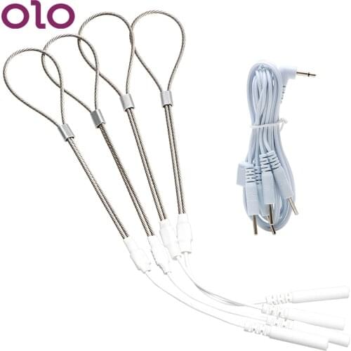 OLO 4 Pieces Electric Penis Massager Wire Loop Electric Shock Delayed Ejaculation Cock Rings Penis Stimulator Sex Toys for Men