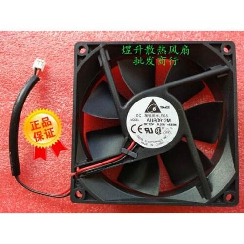 Original Delta AUB0912M DC12V 0.20A 90*90*25MM 9cm 9025 2-line case cooling fan