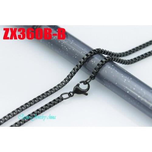 14"-38" length 2mm black color stainless steel box chain necklace women male lady fashion jewelry 20pcs ZX360B-B