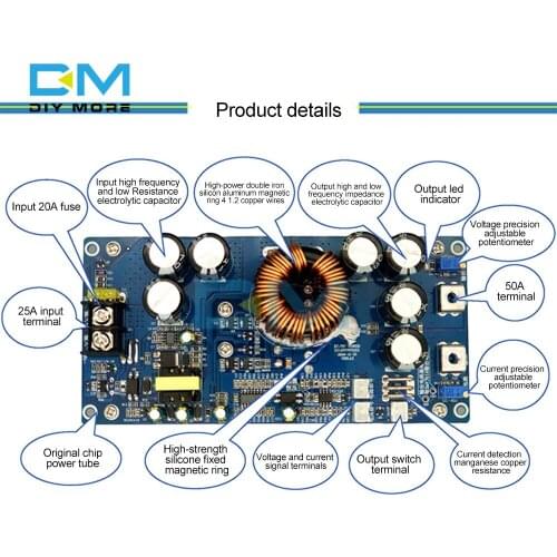 800W High Power DC Step-down Power Supply Output 30A Constant Voltage Constant Current Adjustable Input Voltage DC20V-70V Module