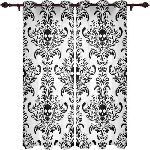 Baby Bedroom Curtains Halloween Skull Pattern Living Room Hanging Curtains Balcony Kitchen Study Modern Window Treatments