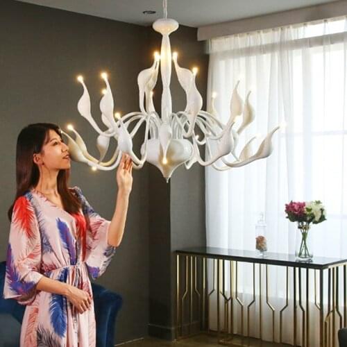 Modern Creative Iron Swan Chandeliers Luxury Art Restaurant Villa Chandelier Lighting luster avize luminaria deco salon