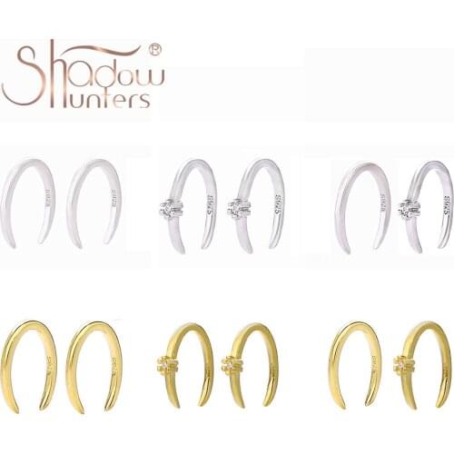 SHADOWHUNTERS 100% 925 Sterling Silver Horseshoes Ear Cuff For Women Fashion Jewelry Without Piercing Teeny Earrings Clip On Ear