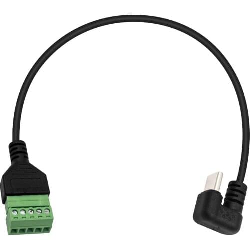 USB 3.1 Type-C 180 Degree Angle U-Shaped Male to 5 Pin/Way Bolt Screw Shield Terminals USB-C Pluggable Type Adapter Cable 30cm