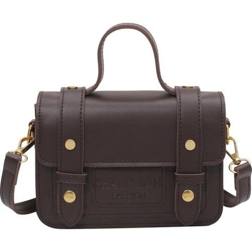 Vintage Small Square Shoulder Bag Women 2021 Fashion High-Quality PU Leather Womens Designer Flap Handbag Messenger Tote Bags