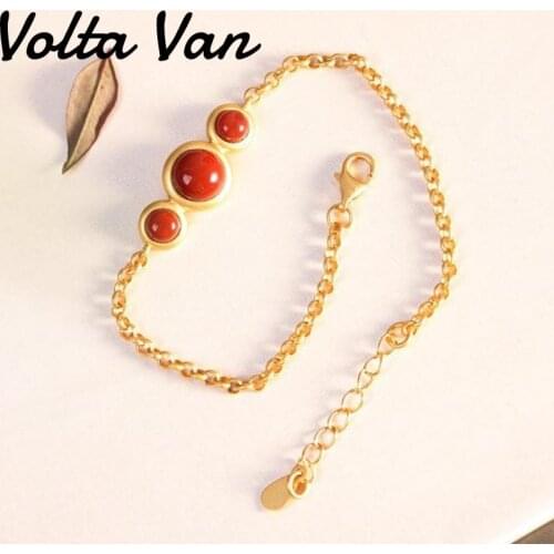 Volta Van Women Charm Bracelets 925 Sterling Silver Fine Jewelry South Red Agate 2021 New Elegant Fashion Concise Bracelets