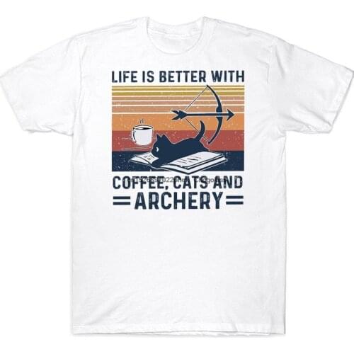 Life Is Better With Coffee Cats And Archery Vintage T shirt Gift
