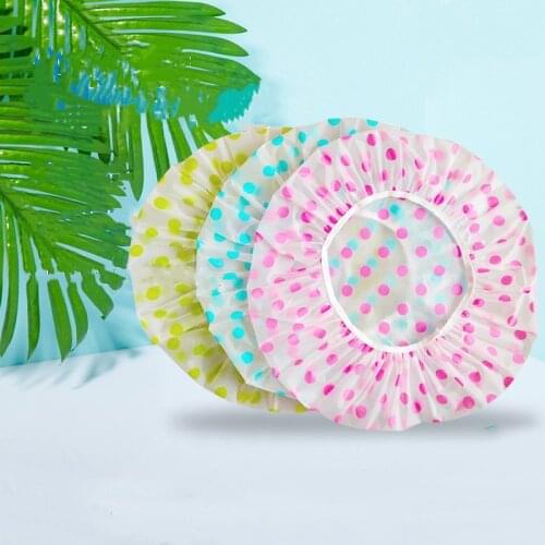 1pcs Waterproof Elastic Shower Cap Hat Reusable Bath Head Hair Cover Shower Bathing Cap Women Spa Bathing Accessory Dropshipping