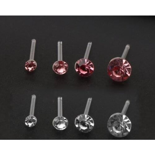 Y166 20 Pairs Colorful Faux Rhinestone Plastic Ear Studs Hypoallergenic Earrings