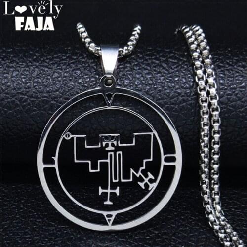 2021 Demon Seal Stainless Steel Necklace Chain Silver Color Satan VUAL Necklaces Pendants Women/Men Jewelry gargantilha N3068S03