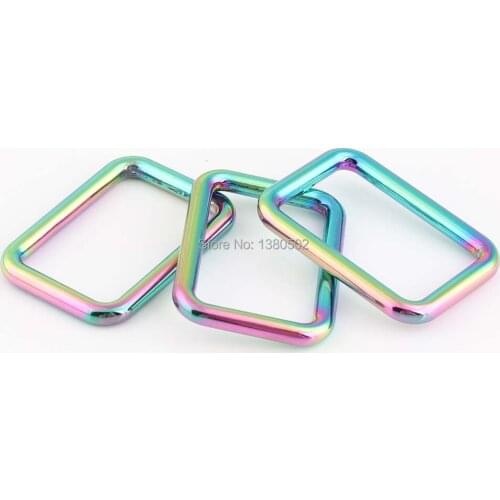 8pcs/lot Rainbow Color Heavy Strong Rectangle Buckle For Handbag Strap Belt Webbing Ring Leather Craft