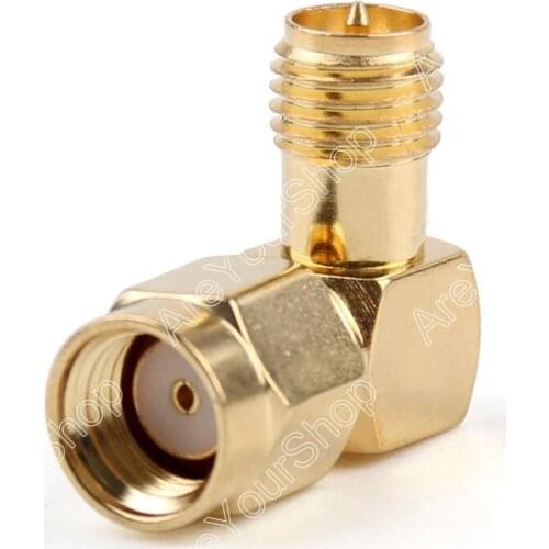 Areyourshop Sale High Quality 1Pc Adapter 90 Degree RP SMA Male Jack To RP SMA Female Plug Connector Right Angle M/F PTFE