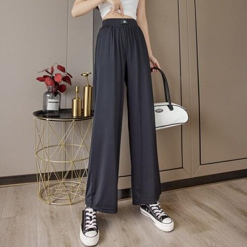 2021 new of high waist slim Antistatic pants loose chic mop the floor thin wide leg casual pants women Thin section