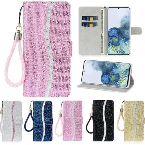 Case For Xiaomi Redmi Note 9s 9 Pro Max Note 8 Pro 8T 8A 6 6A 7A Note 7 K20 Pro Mi 9T Cover Bling Glitter leather wallet case