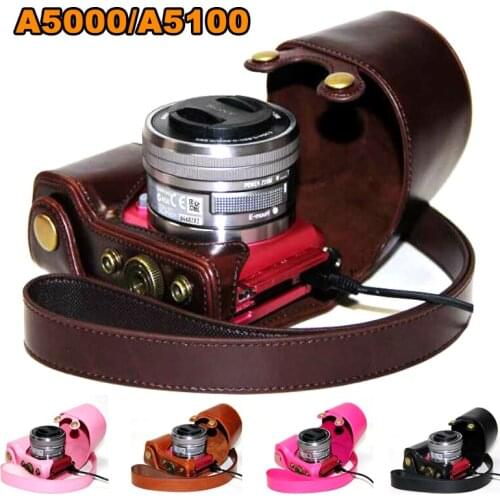 High Quality PU Leather Camera Bag Case Cover Pouch For Sony A5000 A5100 NEX 3N 16-50mm lens Free shipping
