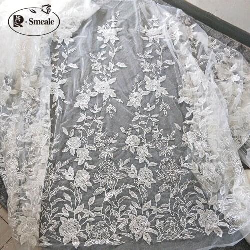 Flower Sequined Embroidered Lace Fabric Wedding Dress DIY Accessories RS2528