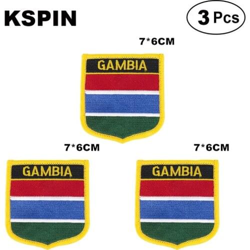 Gambia Shiled Shape flag patches national flag patches for Cothing DIY Decoration