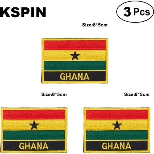 Ghana Rectangular Shape Flag patches embroidered flag patches national flag patches for clothing DIY Decoration