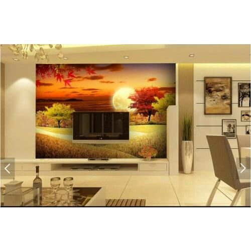 Customized 3d photo wallpaper 3d wall murals wallpaper Golden scenery beautiful TV setting wall paper 3d living room wallpaper