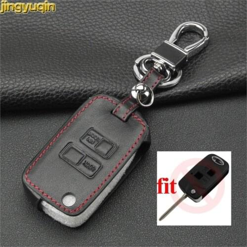 Jingyuqin 2 Buttons Leather Car key Case for Toyota Yaris Carina Corolla Avensis Switch Holder Car Accessories