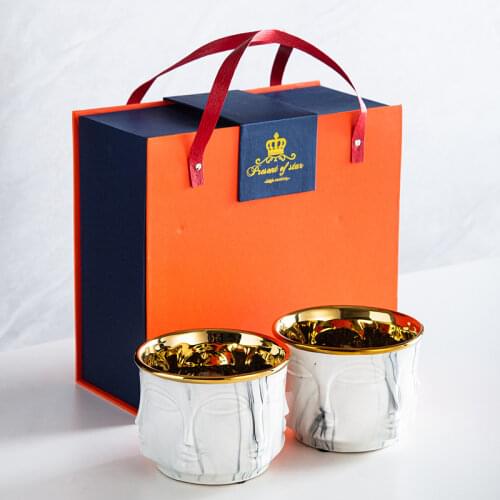 RUX WORKSHOP Nordic Face Shape Designs Best Marble Ceramic Vase flower pot Gold Home Decoration Accessories Tools