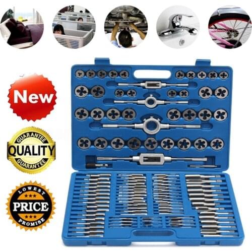 110pcs Metric Tap and Die Set Thread Cutting Edge Holder Repair Tool Metalworking Hand Tools Tap Wrench With Case