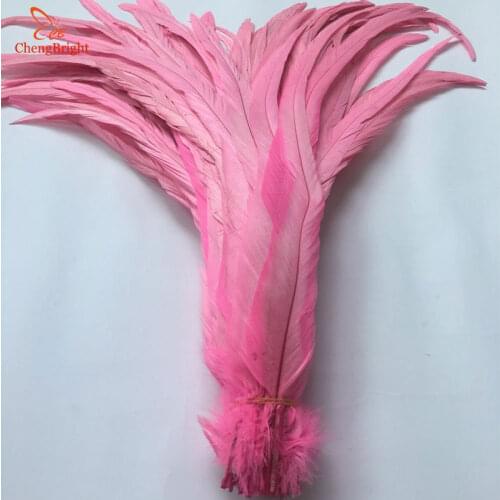 CHENGBRIGHT Pink 50PCS 35-40CM Natural Rooster Feathers Colorful Cheap Feather For Decoration Crafts Christma Diy Pheasant Plume