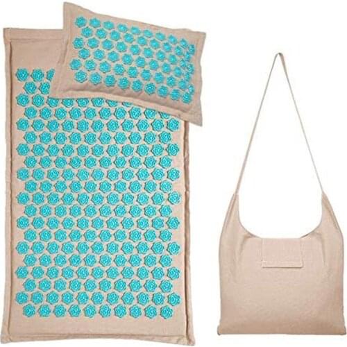 Nature Linen CoconutPalm Massage Yoga Mat sport Pillow Mat with Bag Lotus Spike Acupressure Mat Cushion Massage Cushion Set