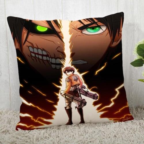Custom Pillow Cases Attack on Titan Square Pillowcase Christmas Zippered Pillow Cover 40*40cm,45*45cm(One Side)