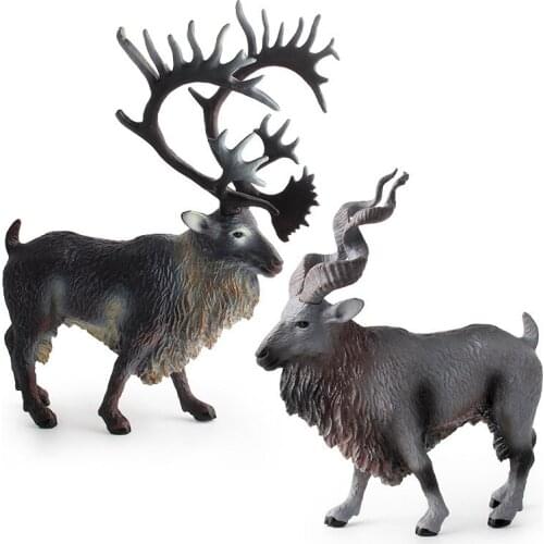 New Simulation Wildlife Model Ice Snow North American Reindeer Twist Horn Goat Static Model Ornament Toy Nordic Style Decoration