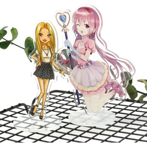 Wholesale VOGRACE cheap OEM logo custom cartoon anime acrylic standee printing transparent hologram stand keychain as gift