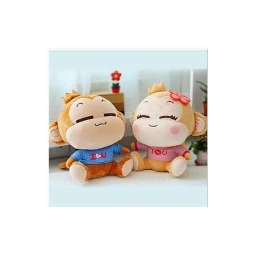 A pair cartoon yoyo and cici lovers monkey plush toys baby toy gift about 18cm 0015