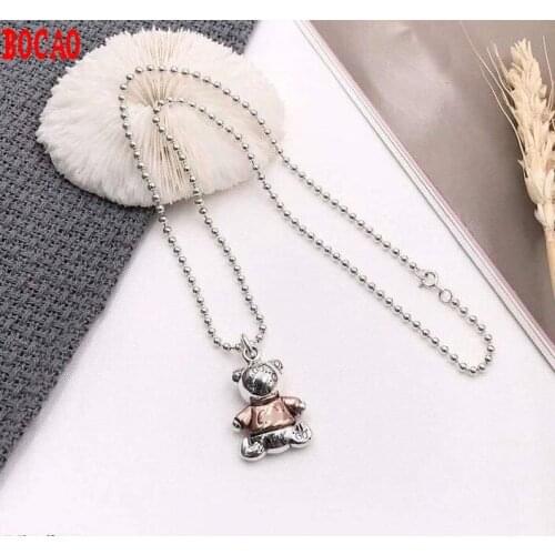 Real S925 sterling silver Seiko fashionable and cute bear pendant
