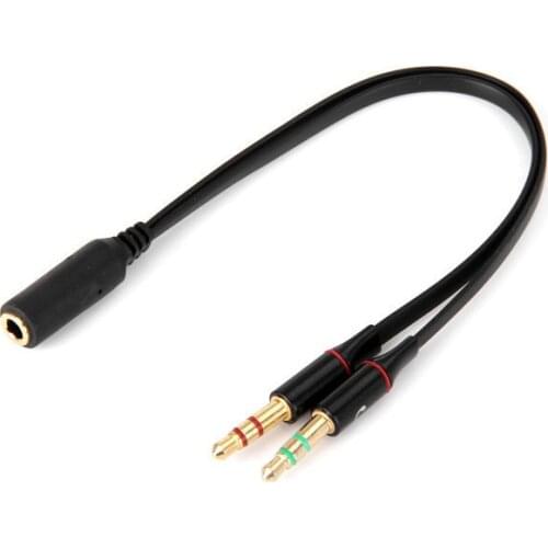 Earphone Microphone Splitter 3.5mm TPE Y Audio Splitter 1 Female to 2 male adapter cable Connected Cord to Laptop PC Converter