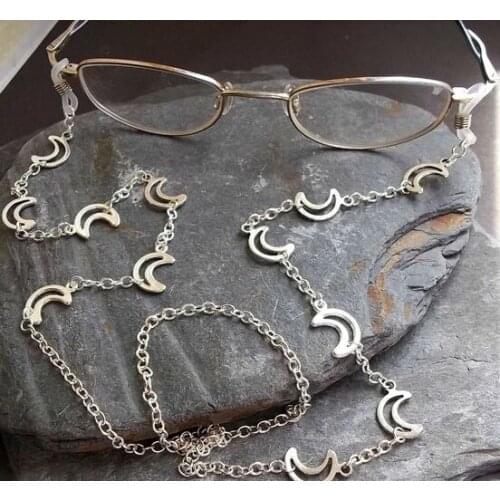 Silver Moons Glasses Chain Wiccan Glasses Chain Pagan Glasses Chain Spectacles Chain Eyeglasses Crescent Moon