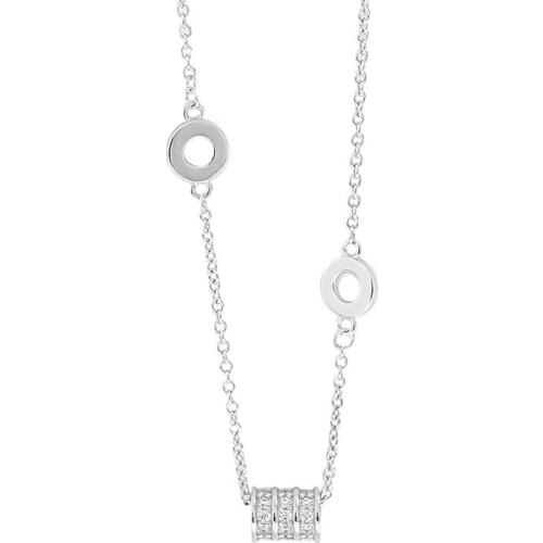 925 Sterling Silver Sparkling Micro Pave Zircon Cylinder Pendant Necklace Geometric Clavicle Chain Necklace For Women S-N461