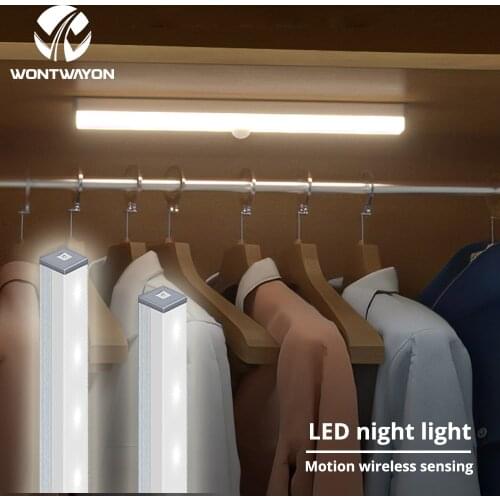 LED Night Light Motion Sensor Wireless USB 9 21 30 50CM Rechargeable Suitable for Closet Wardrobe Kitchen Bedroom Step Lighting