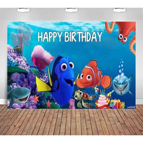 Under The Sea Birthday Party Backdrop Dory Nemo Corals Bubbles Underwater Party Photographic Background Photo Studio Props Vinyl