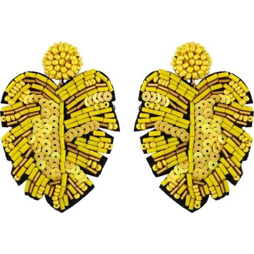 Boho Handmade Beaded Jewelry Leaf Pendant Earrings for Women New Design Wedding Jewelry Korean Drop Dangle Earring